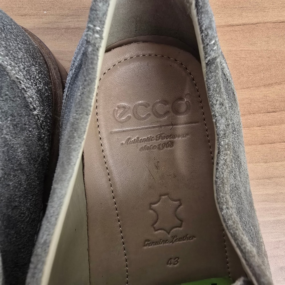 ECCO Gray Suede Apron Toe Derby Leather Lace Up Shoes Oxfords Mens Size 43 US 10 - Picture 10 of 11
